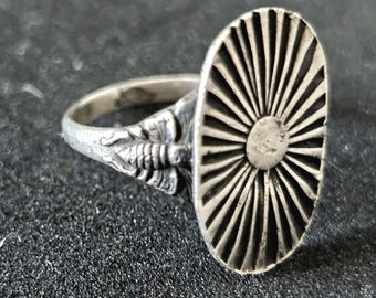 1940s Unique Silver Moth Native Vintage Ring Sterling Old Pawn Size 5 JR 672