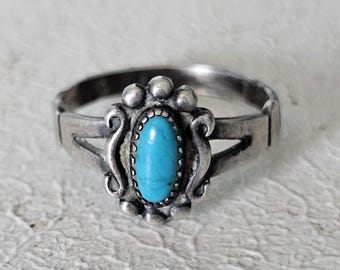 1940s Bell Trading Post Turquoise Vintage Native Ring Old Pawn Size 6 JR 469