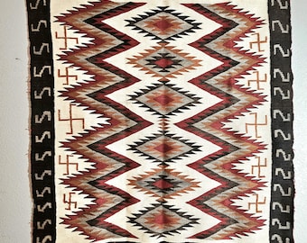 Authentic Vintage Navajo Dazzler Rug Whirling Logs  66" x 58" C1930s W 197