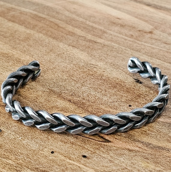 Classic Larger Size Braided Silver Vintage Native… - image 2