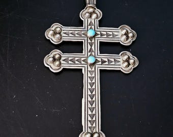 Vintage Dragonfly Isleta Cross Native Pendent Old Pawn Sterling # JPN 157