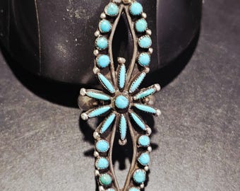 Unique Zuni Pettipoint Vintage Sterling Ring Old Pawn Size 7  JR 397