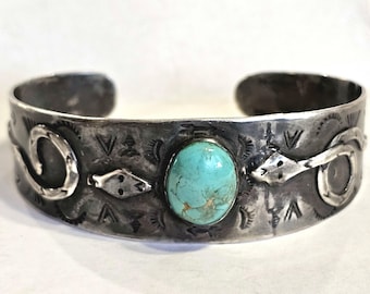 Harvey Era Snakes Native Bracelet Old Pawn fits 6 1/2" wrist. JB 118