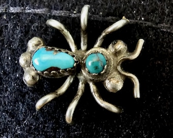 Silver & Turquoise Bug Hat Pin Vintage Native Old Pawn # JP 169