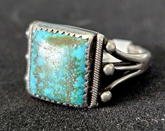 ON HOLD  Blue Turquoise Vintage Silver Ring Size 13 Old Pawn JR 333