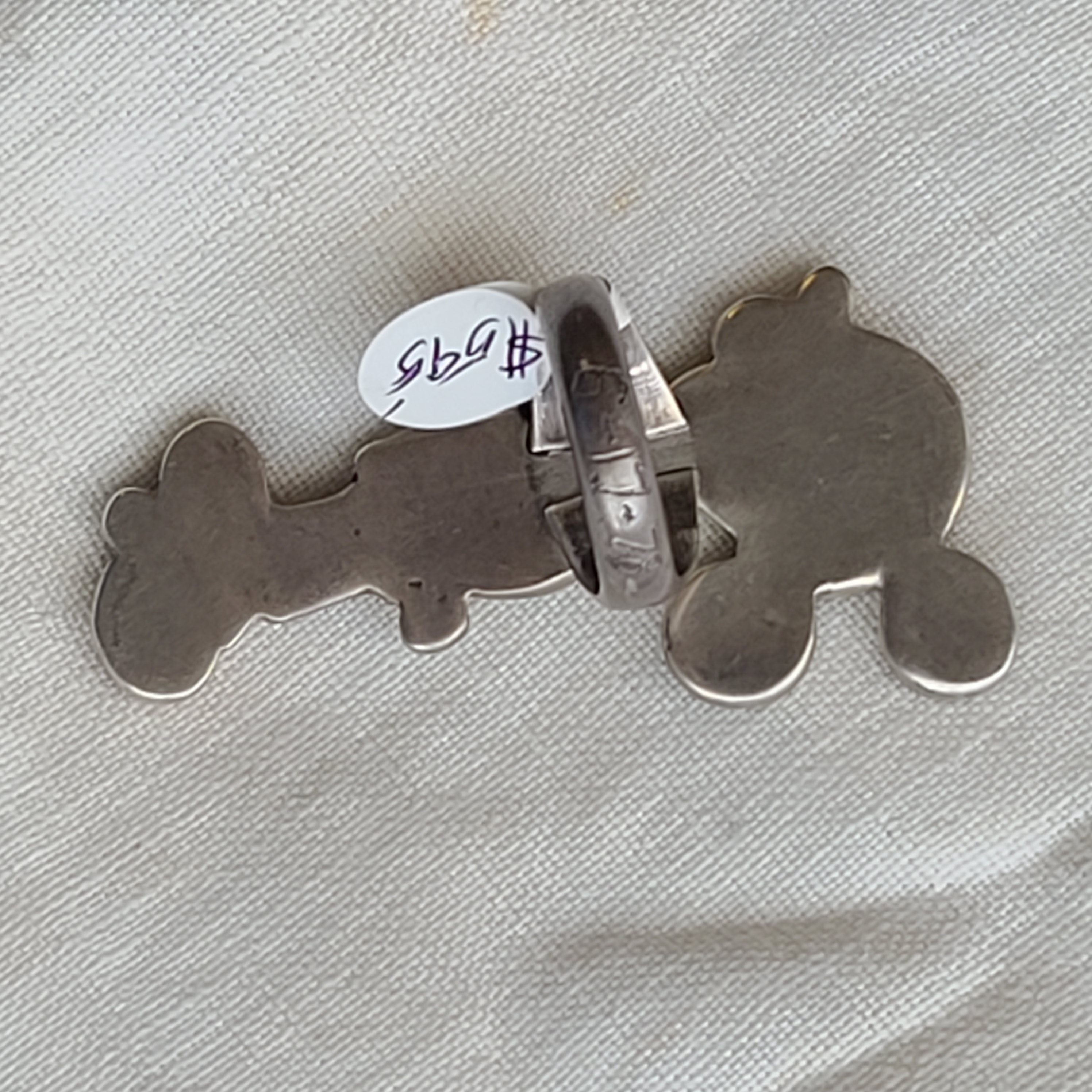 ガラス製　呼鈴　アンティーク　置物　鈴　みっきーマウス型 Rare Zunitoons Vintage Mickey Mouse Inlay Ring Native