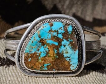 Fabulous # 8 Turquoise Vintage Native Cuff Old Pawn. 6 1/2" wrist
