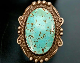 Harvey Era Turquoise Vintage Ring Sterling Old Pawn Size 8 JR 393