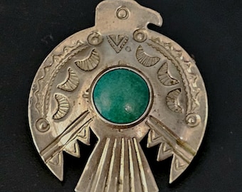 1940s Tiny Thunderbird Turquoise Pin Vintage Native Old Pawn # JP 177