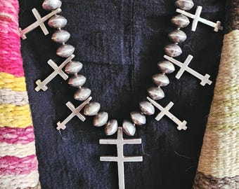 1930s Dragonfly Cross Necklace Old Pawn Sterling. JN S