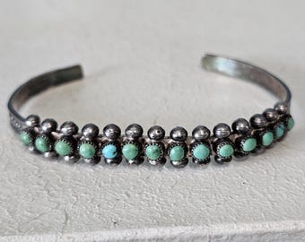1940s Vintage Zuni Turquoise Snakeyes Old Pawn. 6 1/2" wrist JB 234