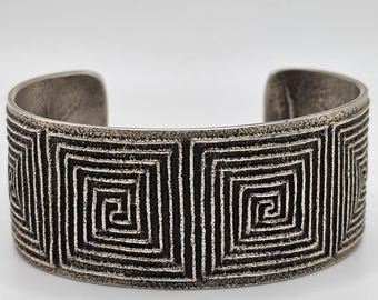 Dino Garcia Tufa Cast Maze Design Vintage Cuff Sterling fits 6 1/2" wrist  JB 964