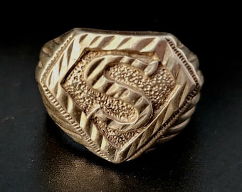 Superman Vintage Sterling Man Ring Size 11 Old Pawn JR S