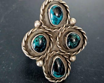 Green Bisbee Turquoise Vintage Ring Old Pawn Size 7 JR 447