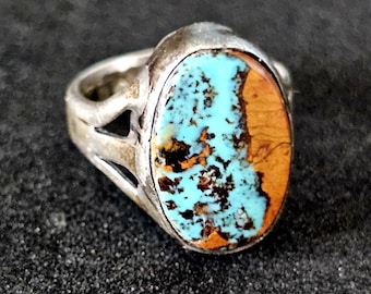Boulder Turquoise Native Ring Old Pawn Size 7. JR 459