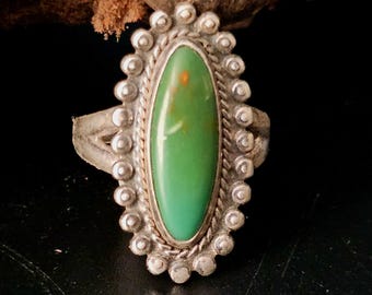 Oval Cerillos Turquoise Vintage Native Ring Old Pawn Size 5 JR 981