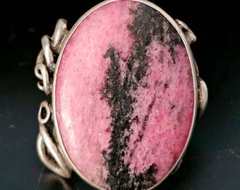 Big Funky Pink Vintage Native Statement Ring Sterling Native Size 11 Old Pawn JR 405