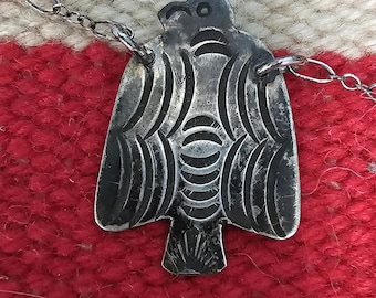 Thunderbird Sterling Tab Necklace Vintage 1930s Old Pawn JN 706