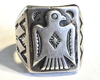 Silver Thunderbird Vintage Ring Sterling Old Pawn Size 8 1/2 JR 309