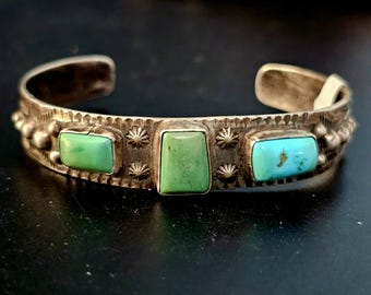 1930s Signed Vintage Zuni Turquoise Old Pawn. 6 1/4" wrist JB 99
