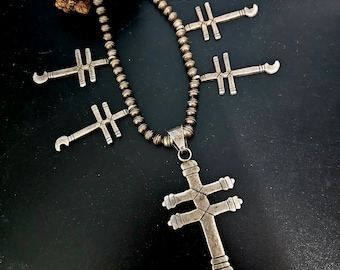 Vintage Dragonfly Cross Necklace Old Pawn Sterling. C1970s JN 719