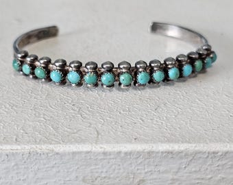 1940s Vintage Zuni Turquoise Snakeyes Old Pawn. 6 1/2" wrist JB 233
