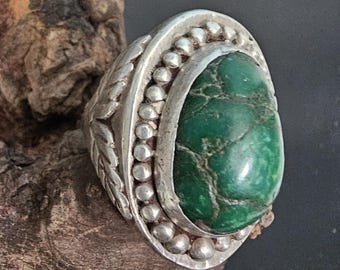 1940s Big Cerillos Vintage Sterling Man Ring Size 10 1/2 Old Pawn JR 358