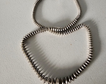 Signed 26" Vintage Navajo Pearls Necklace Old Pawn Sterling. C1960s JN 770