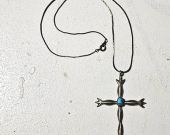 Blue Turquoise & Sterling Necklace Vintage Native 1970s Old Pawn JN 699