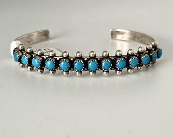 Zuni Snakeyes Blue Turquoise Vintage Stacker Cuff Old Pawn. 6 1/4" wrist JB 990