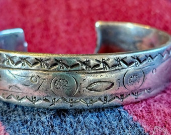 Antique Btitish Colonial Ingot Larger Cuff Silver fits 7 1/4" wrist
