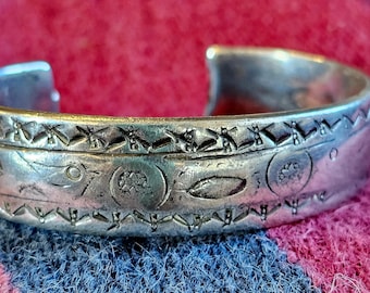 Antique British Colonial Ingot Larger Cuff Silver fits 7 1/4" wrist