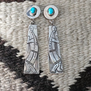 Elegant Native Dancers Vintage Hopi Earrings Sterling Old Pawn Native Made