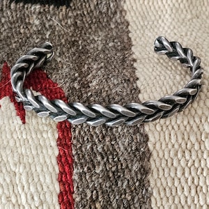 Classic Larger Size Braided Silver Vintage Native Cuff Old Pawn