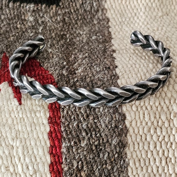 Classic Larger Size Braided Silver Vintage Native… - image 1