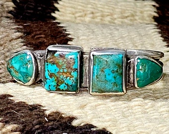 Antique Ingot Turquoise and Silver Cuff Old Pawn Size 6 1/2" wrist