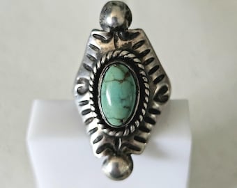 Curious Long Vintage Sterling Ring Old Pawn Size 5 JR 277