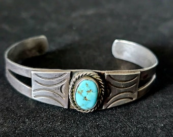 1930s Turquoise Vintage Native Cuff Old Pawn fits 6 1/2" wrist JB 245
