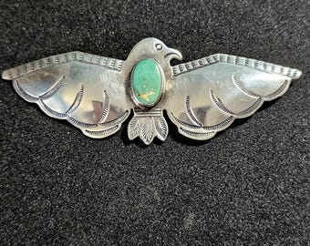 1940s Thunderbird Pin Turquoise Vintage Native Old Pawn # JP 182
