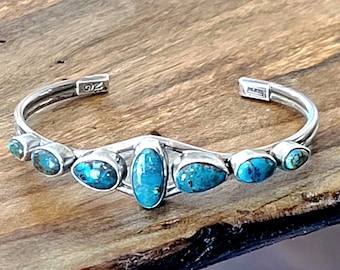 Native Made Stacker Bracelet with Beautiful Blue Gem Turquoise