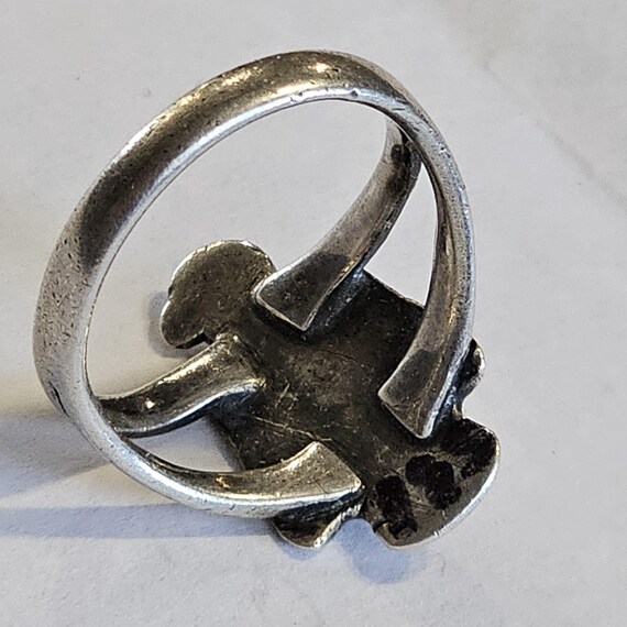 1940s Thunderbird Shape Vintage Ring Blue Turquoi… - image 4