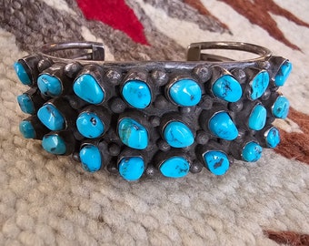 Zuni Sleeping Beauty Turquoise Vintage Native Cuff Old Pawn. 6 3/8" wrist