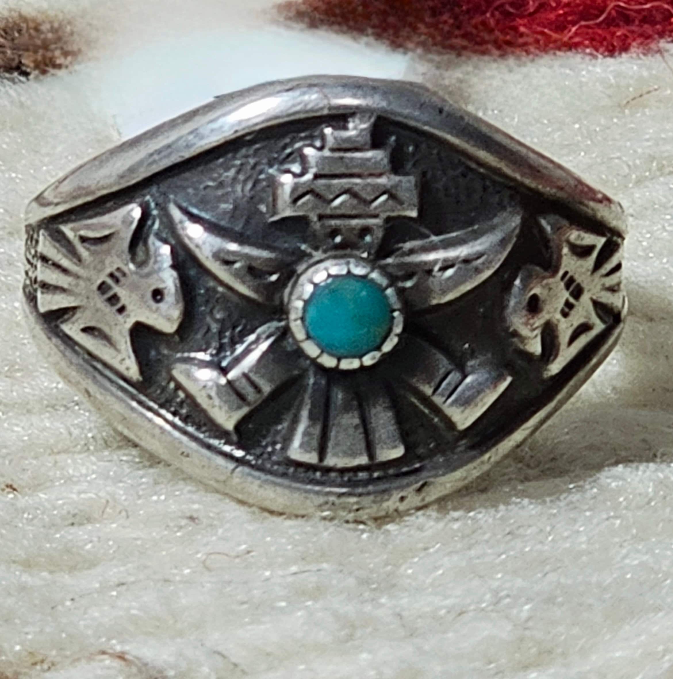 ビンテージ BELL TRADING POST シルバー製 ナバホ ターコイズ リング ベルトレーディング 指輪 Vintage Bell Trading Post Sterling Silver Turquoise Linear Ring