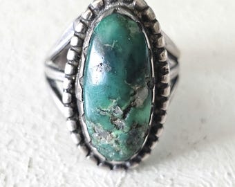 Cerrillos Turquoise Native Ring Size 6 3/4 Old Pawn. JR 914