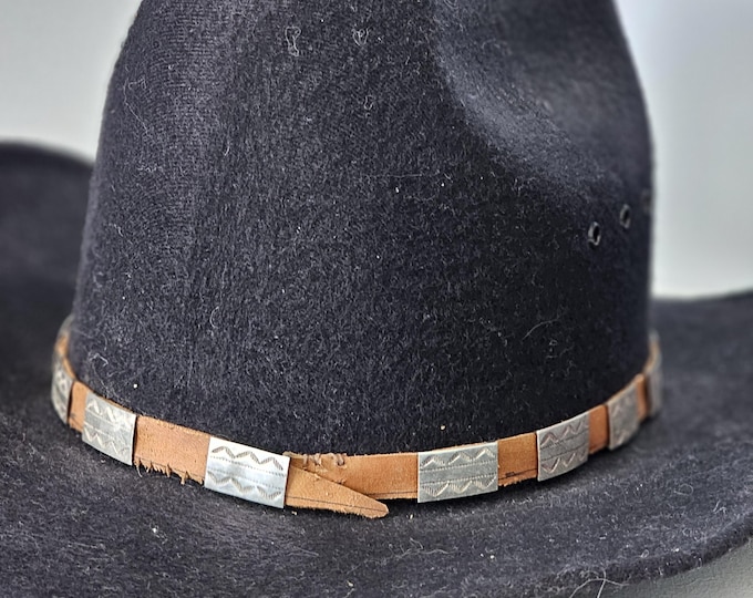 Featured listing image: Narrow Silver Concho Vintage Native Hatband Old Pawn JH 141