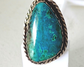 Blue Turquoise Vintage Native Statement Ring Size 11 1/2 Old Pawn JR 716