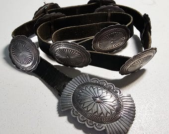Concho Belt Vintage Sterling Navajo Old Pawn. JBL 158