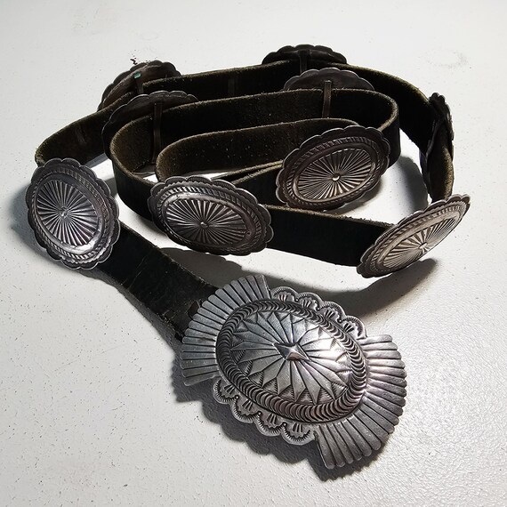 Concho Belt Vintage Sterling Navajo Old Pawn. JBL 158