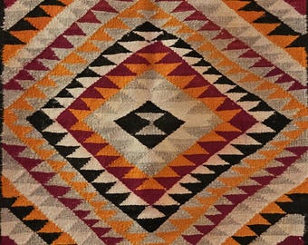 Vivid Dazzler Design Vintage Navajo Rug C1940s Handwoven W 191