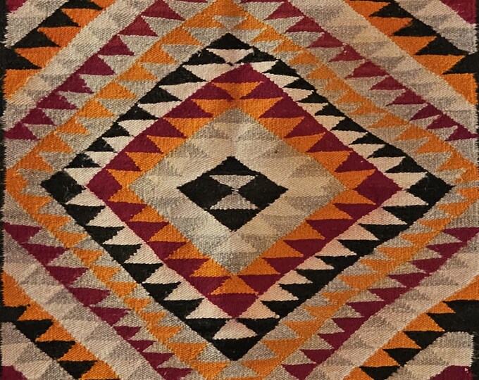 Featured listing image: Vivid Dazzler Design Vintage Navajo Rug C1940s Handwoven W 191